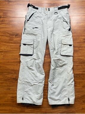 Pulse Girls Light Gray Cargo Pockets Bootcut Pants XL Snowboard Skiing Outdoor